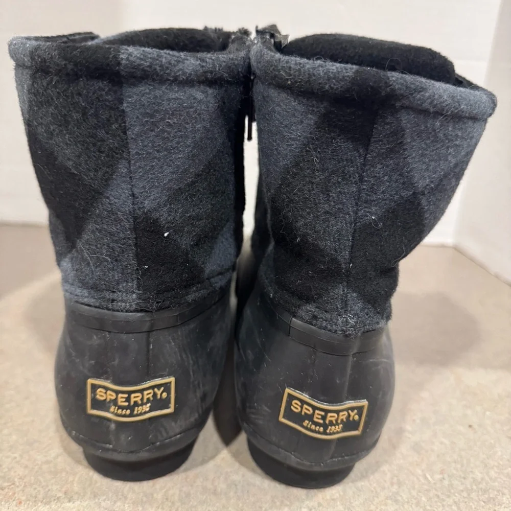 Sperry Top-Sider Saltwater Plaid Women’s Duck Boots Size 8 Waterproof Rain Boots